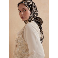 Fresh Koyu Kahve Floral Paısley Desen Pamuk İpek Eşarp