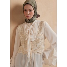 Fresh Eliza Desen Pamuk Ipek Eşarp Kahve