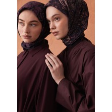 Fresh Amora Desen Pamuk Ipek Eşarp Koyu Mor