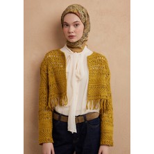 Fresh Hesperıa Desen Pamuk Ipek Eşarp Antik Sarı