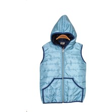 Mommo Kids Çocuk Mavi Lacivert Kapüşonlu Fermuarlı Şişme Yelek