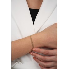 Diamine 14 Ayar Altın İnce Bismark Bileklik