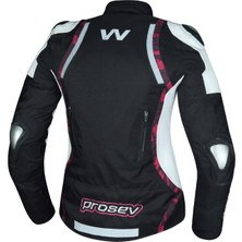 W51A Rose Kadın 4 Mevsim Motosiklet Montu Beyaz