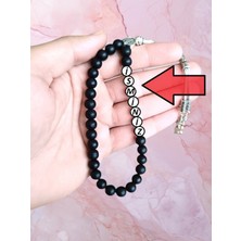 Anemore Collection Enginsu İsmine Özel Tesbih Kişiselleştirilebilir Hediye Küre Kesim Mat Siyah Tespih İ-401