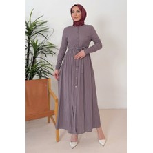 Esnel Kuşaklı Elbise  1366 - Taş
