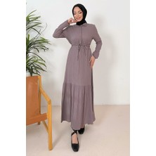 İlkimay.com Marin Gömlek Yaka Elbise 1367 - Taş