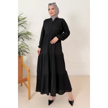 İlkimay.com Selur V Yaka Elbise 1360 - Siyah