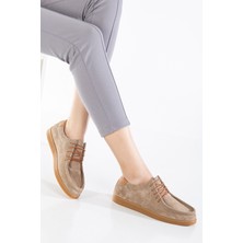 Analin Shoes Kadın  Deri Casual Bağcıklı Ayakkabı - Vizon Süet