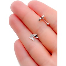 Trinos Cerrahi Çelik Piercing  Ikili Kelebek Figürlü Kıkırdak Helix Tragus Piercing (1ADET)