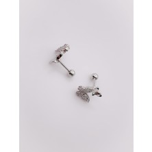 Trinos Cerrahi Çelik Piercing  Ikili Kelebek Figürlü Kıkırdak Helix Tragus Piercing (1ADET)