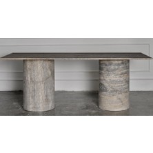 Sutunba-Silver Traverten Mermer Yemek Masası