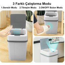 Sensörlü 12 Litre Çöp Kovası (Şarj Edilebilir Lityum Pilli) / GT-SC01