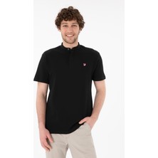 U.S. Polo Assn. Erkek Regular Fit Hakim Yaka Siyah Basic Tişört 50305914-VR046