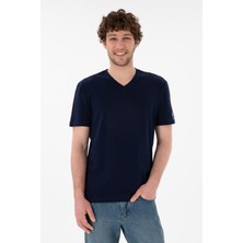 U.S. Polo Assn. Erkek Regular Fit  V Yaka Lacivert Basic Tişört 50305858-VR033