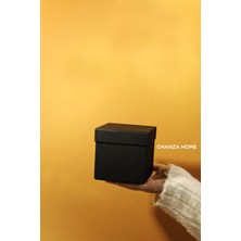 Chanza Home 4'lü Siyah Küçük Boy Hediye Kutusu 4 Adet Küp Siyah Kaliteli Kutu 10X10X10 cm