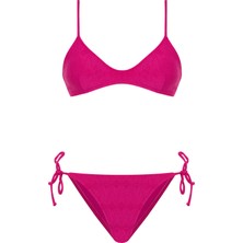 Aquella U Kesim Dokulu Fuşya Üçgen Bikini Takım