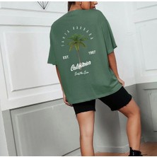 Amor Face Büyük Beden Özel Tasarım Santa Barbara Sırt Baskılı Oversize Kadın Salaş Battal T-Shırt