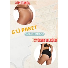 Red İç Giyim Highwaist Yüksek Bel Slip Külot-Ip Askılı Tanga Pamuklu 5'li Paket (Likralı, Yumuşak,esnek Kumaş)