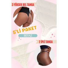 Red İç Giyim Highwaist Yüksek Bel Tanga-Ip Askılı Tanga Pamuk 5'li Paket (Yumuşak, Esnek, Likralı)