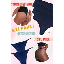 Red İç Giyim Highwaist Yüksek Bel Tanga-Ip Askılı Tanga Pamuk 5'li Paket (Yumuşak, Esnek, Likralı)