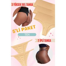 Red İç Giyim Highwaist Yüksek Bel Tanga-Ip Askılı Tanga Pamuk 5'li Paket (Yumuşak, Esnek, Likralı)