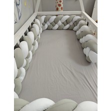Lucky Kids 360 cm Örgü Korumalık Gri - Beyaz 4'lü Örgü / 60X120 Anne Yanı - Park Beşik Koruyucu
