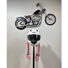 3dpazarıcom Motor & Motosiklet Kask Dış Aksesuar Çift Pembe Örgü Saç
