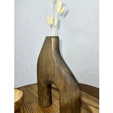O&a Wood Doğal Ahşap Dekoratif Biblo Vazo Ceviz