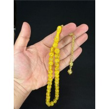 Anemore Collection ALTIN VARAKLI UÇAK CAMI TESBİH KÜRE KESİM 10MM SARI RENKLİ T-686