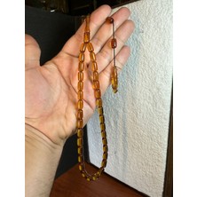 Anemore Collection SEVGİLİYE ÖZEL HEDİYE ATEŞ KEHRİBAR TESBİH SARI RENK 7MMX11MM KAPSÜL KESİM  H-1273.
