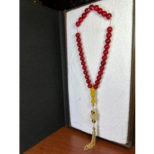 Anemore Collection SEVGİLİYE ÖZEL HEDİYE SIKMA ÇUBUK KEHRİBAR KÜRE KESİM KIRMIZI RENK 10MM H-1256.