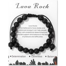 Perlavita Ayarlanabilir Ipli Mat Lava Obsidyen Doğal Taş Bileklik