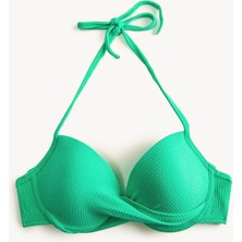Deep Beach Push Up Boyundan Bağlamalı Balenli Dokulu Bikini Üstü