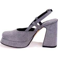 Dagoster DZA07-337560 Platin Simli  Platform Topuklu Kadın Ayakkabı