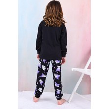 Depobu Kids Kuromi Baskılı  Pamuk Uzun Kollu Siyah Kız Çocuk Pijama Takımı (3,4,5,6,7,8 Yaş)