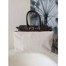 Hitit Kahve-Peluş Kemer Detaylı Fermuar Kapama Kadın Omuz Çantası