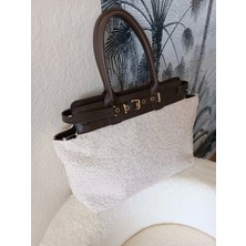 Hitit Kahve-Peluş Kemer Detaylı Fermuar Kapama Kadın Omuz Çantası