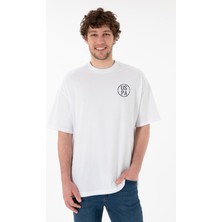 U.S. Polo Assn. Erkek Oversize Fit Bisiklet Yaka Beyaz Tişört 50305904-VR013