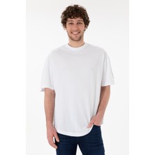 U.S. Polo Assn. Erkek Long Fit Bisiklet Yaka Beyaz Basic Tişört 50305988-VR013