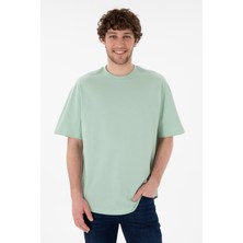 U.S. Polo Assn. Erkek Long Fit Bisiklet Yaka Su Yeşili Basic Tişört 50305988-VR048