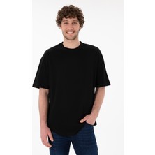 U.S. Polo Assn. Erkek Long Fit Bisiklet Yaka Siyah Basic Tişört 50305988-VR046