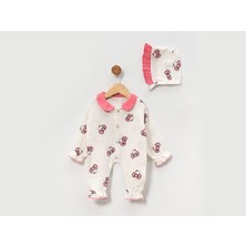Milays Hello Kitty Desenli 2 Li Müslin Tulum ve Şapka 0/3 Ay