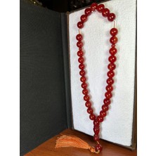 Anemore Collection Sevgiliye Özel Hediye Sıkma Çubuk Kehribar Tesbih 14 mm Iri Boy Kırmızı H-1239.