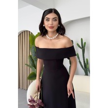 Madonna Yaka Kloş Kesim Pamuk Kumaş Abiye & Mezuniyet & Balo Elbisesi 167