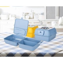 Ozcmax Luna 3 Bölmeli Çatal Bıçaklı Beslenme Kabı - Diyet Kabı - Çatal Kaşıklı