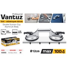 SGS955 - 100 kg Ikili Alüminyum Cam Seramik Fayans Ahşap Tutma Taşıma Vantuzu 12CM + 12CM