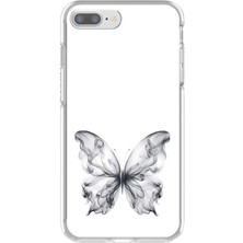 Dali Design iPhone 7 Plus Uyumlu Şeffaf Kılıf Dumanlı Kelebek Tasarımlı