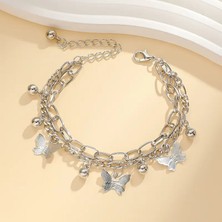 Zarif Kelebek Gümüş Renk Bileklik