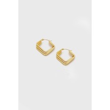 Glare Jewellery Üçlü Kare Altın Kaplama Küpe