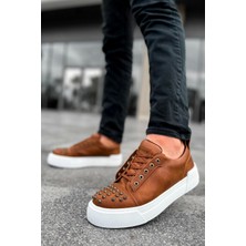 Shoecide SHO169 Bağcıklı Gotik Çivili Metal Cbt Thorn Erkek Ayakkabı Taba